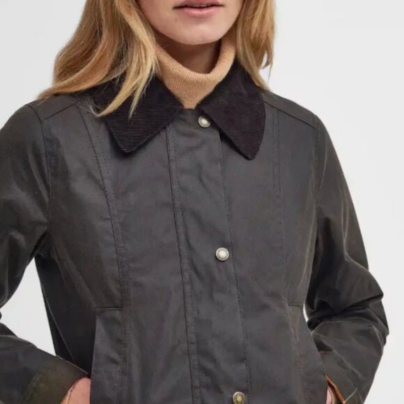 Barbour Fiddich Waxed Cotton Coat in Olive MSRP$495 English Chic - Picture 9 of 11